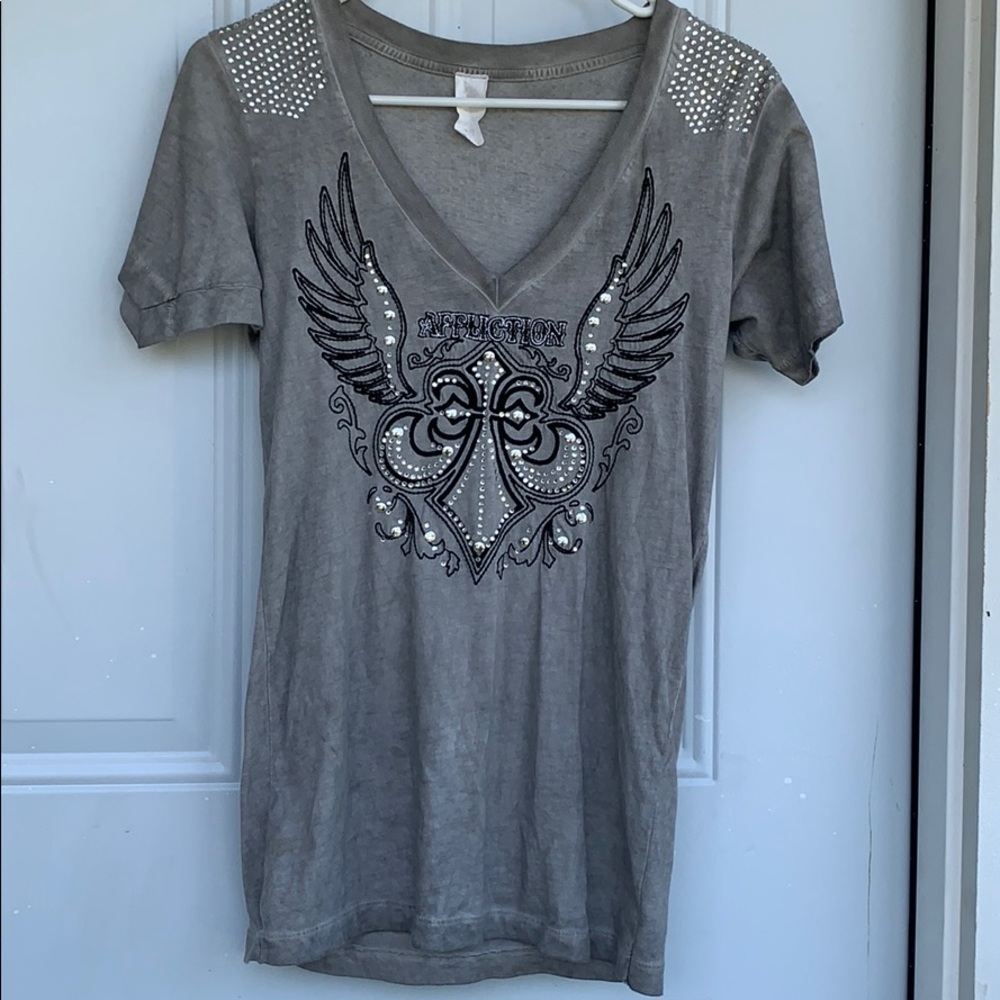 Affliction rhinestoned tee